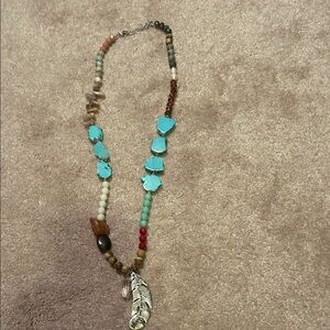 Turquoise and Brown Beaded Necklace